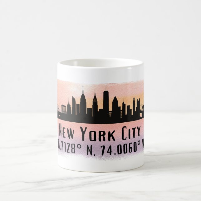 New York City Skyline Latitude och Longitud Kaffemugg (Center)
