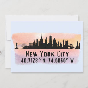 New York City Skyline Latitude och Longitud Kort