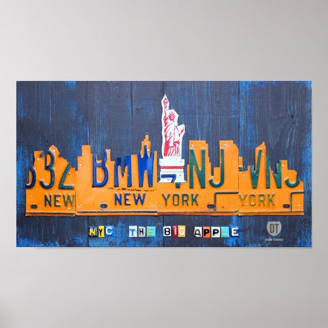 New York City Skyline License Plate Art Poster (Framsidan)