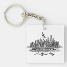 New York City Skyline Line Art Illustration