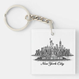 New York City Skyline Line Art Illustration