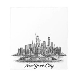New York City Skyline Line Art Illustration Anteckningsblock