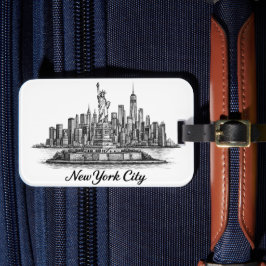 New York City Skyline Line Art Illustration Bagagebricka