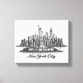 New York City Skyline Line Art Illustration Canvastryck