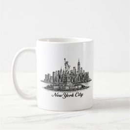 New York City Skyline Line Art Illustration Kaffemugg