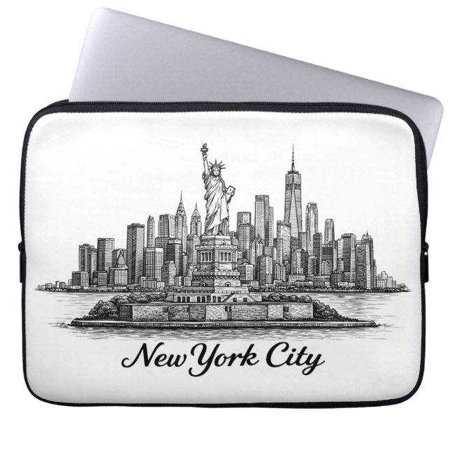 New York City Skyline Line Art Illustration Laptop Fodral (Framsidan)