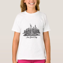 New York City Skyline Line Art Illustration T Shirt