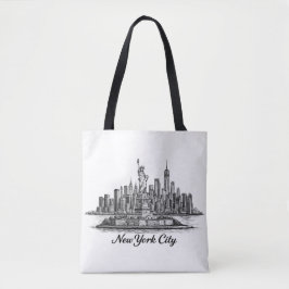 New York City Skyline Line Art Illustration Tygkasse