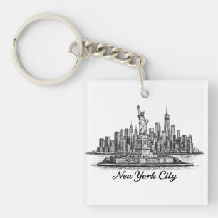 New York City Skyline Linje Konst Illustration