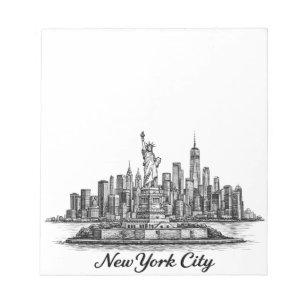 New York City Skyline Linje Konst Illustration Anteckningsblock