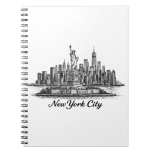 New York City Skyline Linje Konst Illustration Anteckningsbok