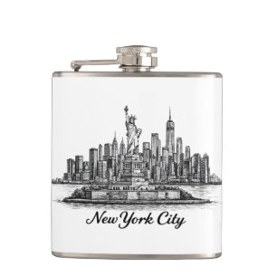 New York City Skyline Linje Konst Illustration Fickplunta