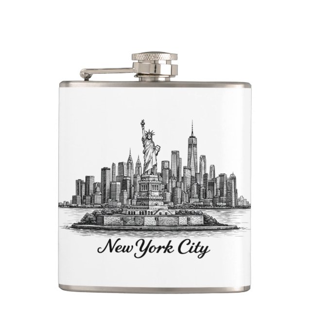 New York City Skyline Linje Konst Illustration Fickplunta (Framsidan)