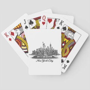 New York City Skyline Linjearbeten Illustration Casinokort