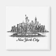 New York City Skyline Linjearbeten Illustration