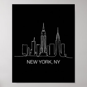 New York City Skyline Linjearbeten Teckning Nyc So Poster