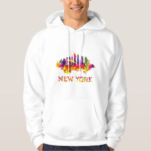 New York City skyline, ljusfärgstark Hoodie