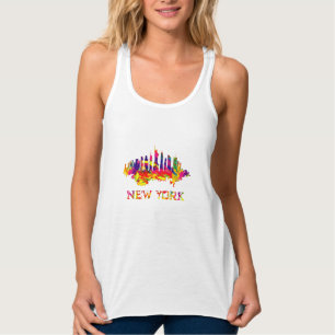 New York City skyline, ljusfärgstark Linne Med Racerback