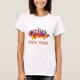 New York City skyline, ljusfärgstark T Shirt