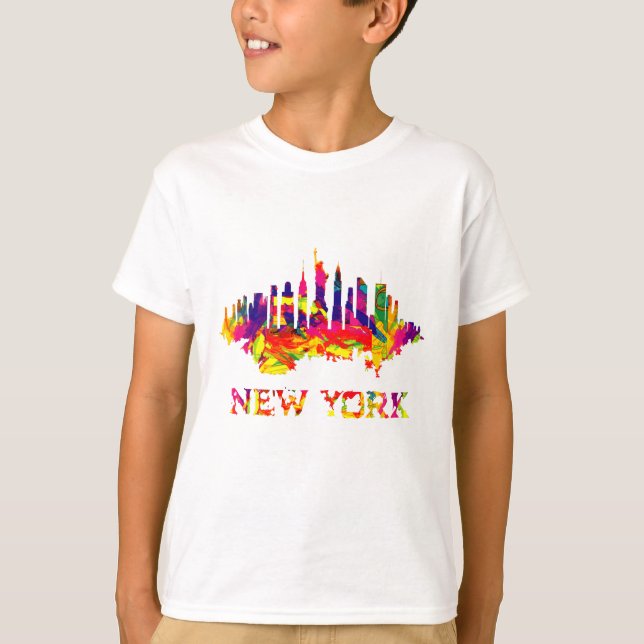 New York City skyline, ljusfärgstark T Shirt (Framsida)