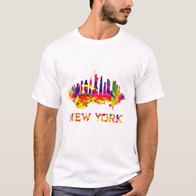 New York City skyline, ljusfärgstark T Shirt (Framsida)