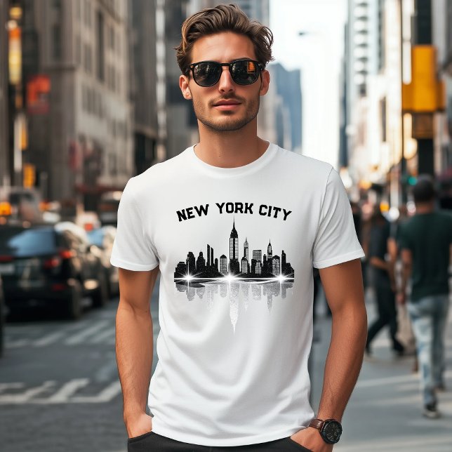 New York City Skyline Manar White T Shirt (Downtown)