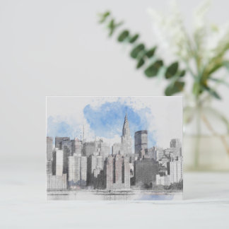 New York City Skyline - Manhattan Helgdag Travel Helg Vykort