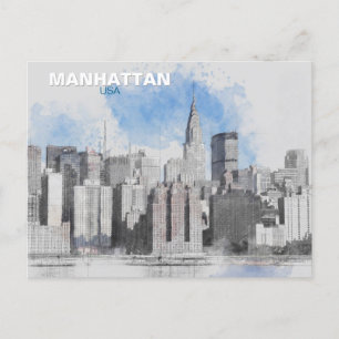 New York City Skyline - Manhattan Helgdag Travel Helg Vykort