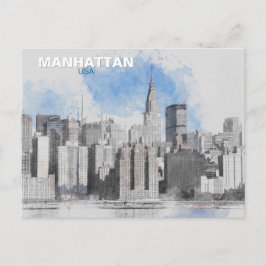 New York City Skyline - Manhattan Helgdag Travel Helg Vykort