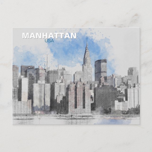 New York City Skyline - Manhattan Helgdag Travel Helg Vykort (Framsida)