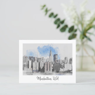 New York City Skyline - Manhattan Helgdag Travel Helg Vykort