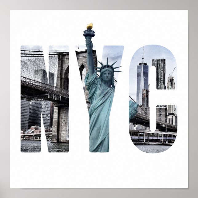 New York City Skyline med Frihetsgudinnan Poster (Framsidan)