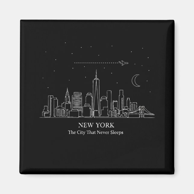 New York City Skyline Minimalist "Staden Som Magnet (Framsidan)