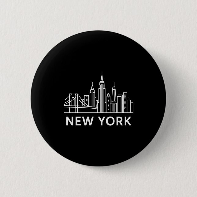 New York City Skyline Minimalist White Line Art  Knapp (Framsida)