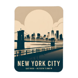 New York City Skyline Minimalistisk konst Vintage Magnet
