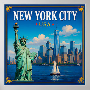 🗽 New York City Skyline Minne Från Manhattan 🗽 Poster