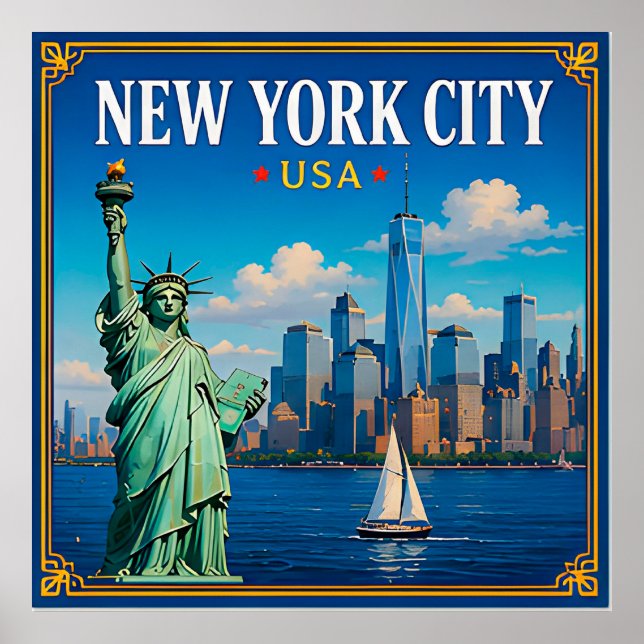 🗽 New York City Skyline Minne Från Manhattan 🗽 Poster (Framsidan)