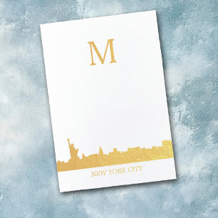 New York City Skyline Monogram Folierat Kort