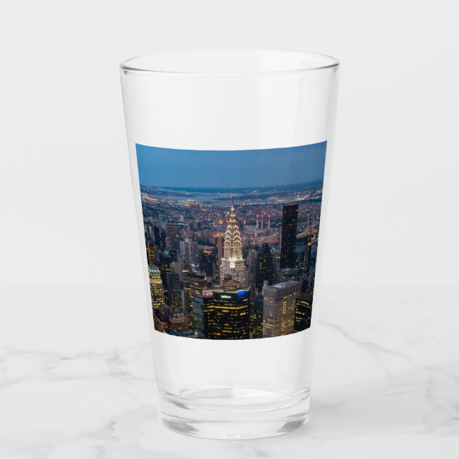 New York City Skyline Night Beer Glass Glaskopp (Framsida)