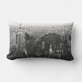 New York City Skyline | NYC | Svartvitt Lumbarkudde