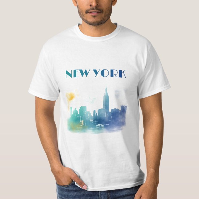 New York City Skyline NYC Travel America Liberty T Shirt (Framsida)