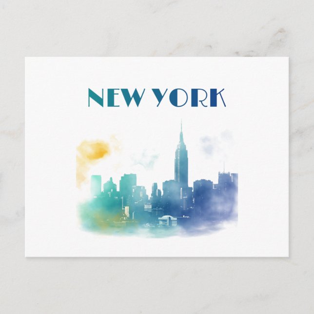 New York City Skyline NYC Travel America Liberty Vykort (Framsida)