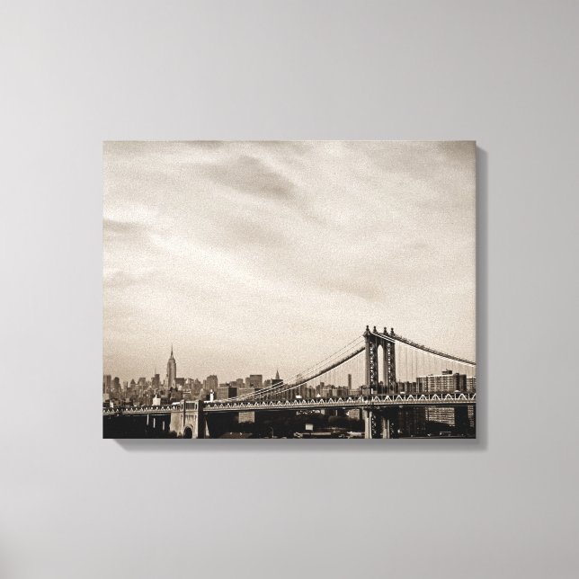New York City Skyline och Manhattan Bridge Canvastryck (Framsida)