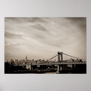 New York City Skyline och Manhattan Bridge Poster