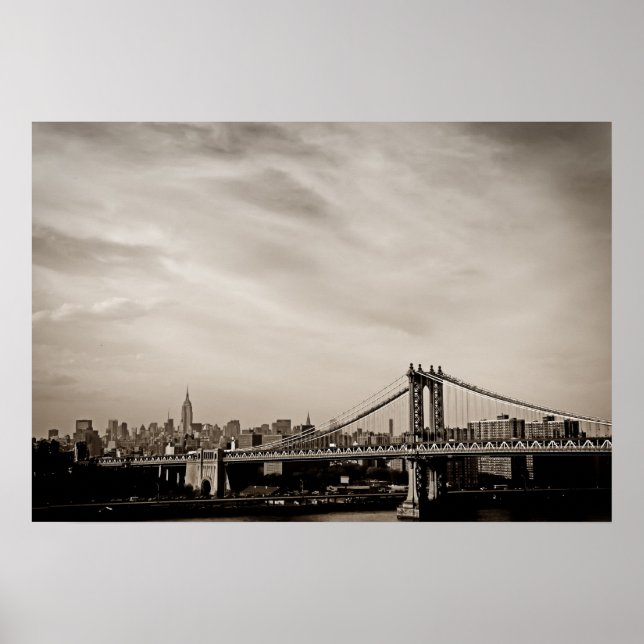 New York City Skyline och Manhattan Bridge Poster (Framsidan)