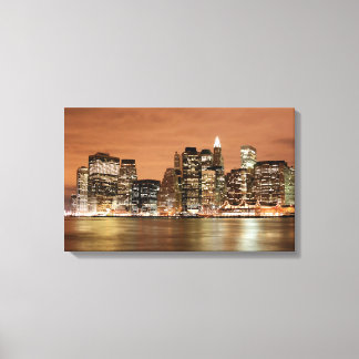 New York City skyline på Night Ljus Canvastryck