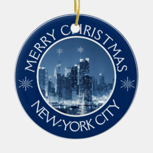 New-York City Skyline Photo-jultillägget Julgransprydnad Keramik