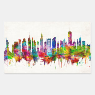 New York City Skyline Rektangulärt Klistermärke
