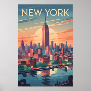 New York City Skyline Resa Konst Vintage Poster