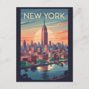 New York City Skyline Resa Konst Vintage Vykort